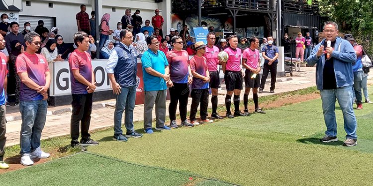  CEO RMOLNetwork Teguh Santosa memberikan sambutan di hadapan Gubernur DKI Jakarta Anies Baswedan yang hadir langsung di Liga RMOL 2022/RMOL