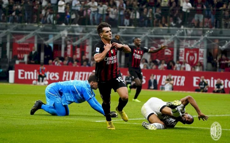 Brahim Diaz mencetak gol kemenangan ke gawang Juventus/Foto:@acmilan