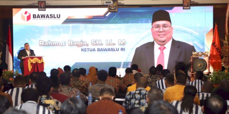 Ketua Bawaslu Rahmat Bagja di acara Rakornas pengawasan siber di Bali/Ist