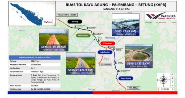 Gambar  Ruas Tol Kayu Agung- Palembang-Betung (ist/rmolsumsel.id)