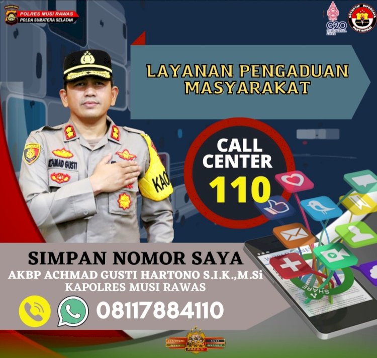 Nomor Layanan Call Center Polres Musi Rawas. (ist/RMOlSumsel.id)