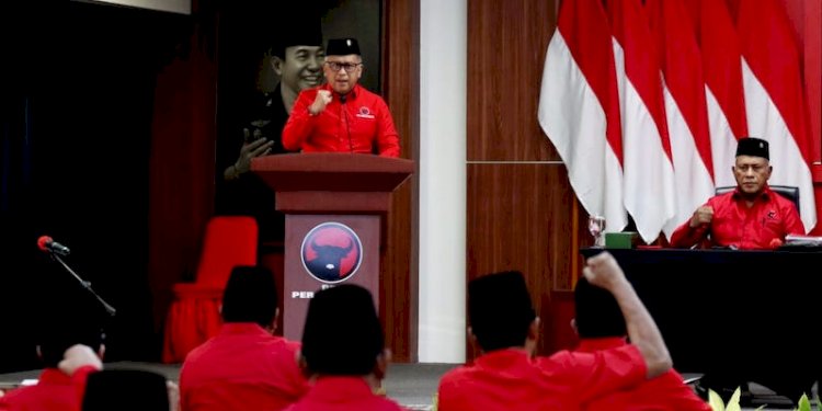 Sekjen PDI Perjuangan Hasto Kristiyanto di acara kursus politik bagi anggota baru di Lenteng Agung, Jakarta Selatan/Ist