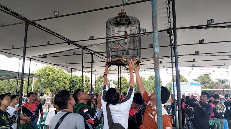 Lomba burung berkicau  dalam rangka memeperingati Hari Pahlawan Nasional, Minggu (13/11), di lapangan Kantor Bupati Empat Lawang. (ist/rmolsumsel.id)