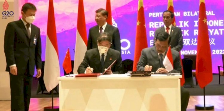 Presiden China Xi Jinping dan Presiden RI Joko Widodo menyaksikan penandatanganan kerja sama dua negara di The Apurva Kempinski, Nusa Dua, Bali pada 16 November 2022/Net