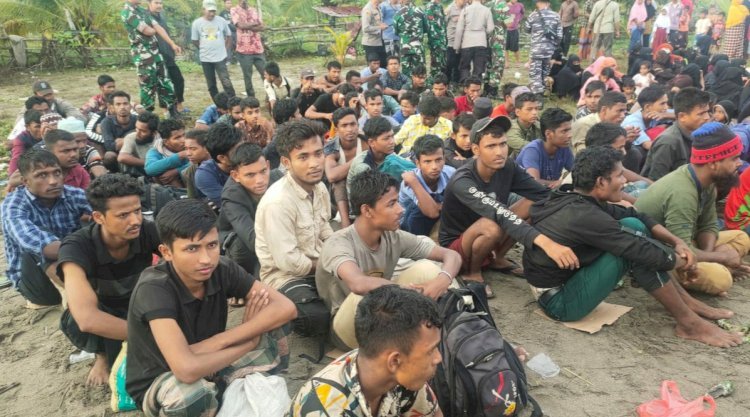 Pengungsi Rohingya yang mendarat di pantai Aceh Utara/ist