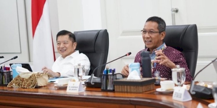 Pj Gubernur DKI Jakarta Heru Budi Hartono saat bertemu Kepala Bappenas, Suharso Monoarfa/Repro