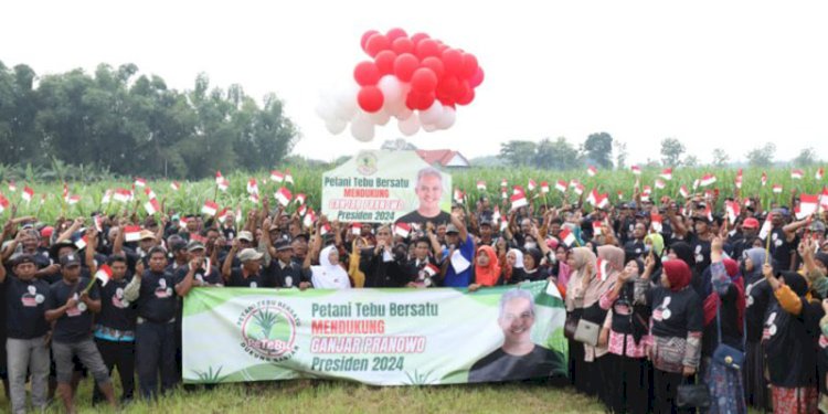 Ratusan petani tebu memberikan dukungan kepada Ganjar pranowo untuk menjadi presiden 2024 mendatang/ist.