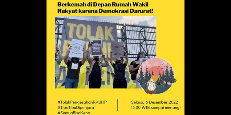 Poster ajakan berunjuk rasa menolak RKHUP di depan gedung DPR pada Selasa (6/12)/Net