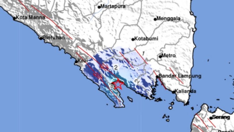Shakemaps Gempa Tanggamus, Jumat (9/12)/BMKG Lampung
