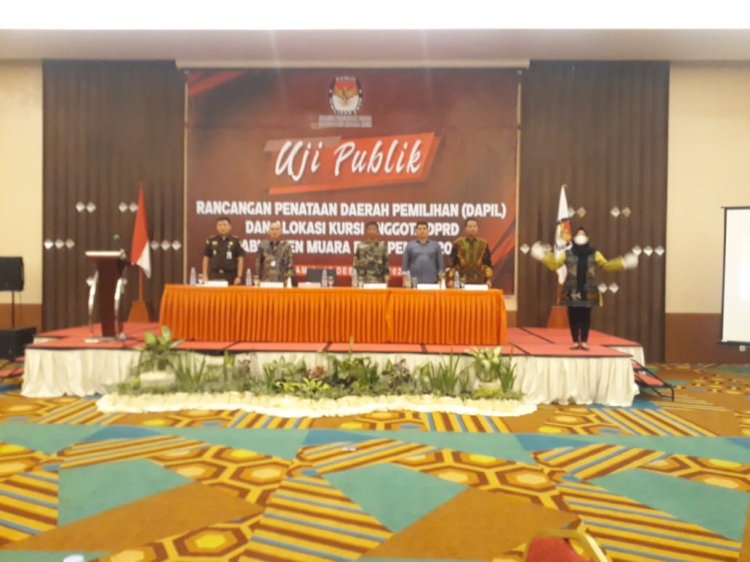  Komisi Pemilihan Umum (KPU) Muara Enim, menggelar kegiatan Uji Publik Rancangan Penataan Daerah Pemilihan (Dapil) dan Alokasi Kursi Anggota DPRD Kabupaten Muara Enim Pemilu 2024/ist