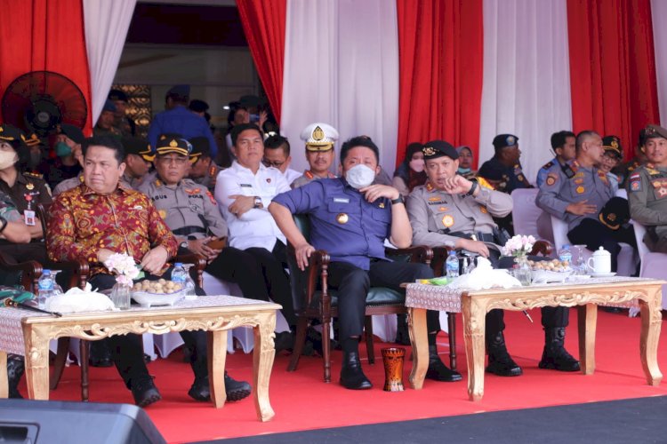 Suasana apel gelar pasukan Operasi Lilin Musi 2022 dan apel Sispamkota Polrestabes Palembang, di halaman stadion Jakabaring Sport City (JSC) Palembang, Kamis (22/12).(Ist/rmolsumsel.id)