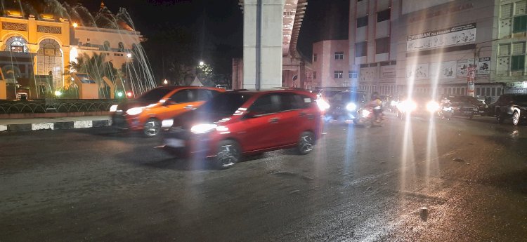 Kondisi arus lalu lintas di Kota Palembang ramai lancar jelang pergantian tahun. (Rmolsumsel). 
