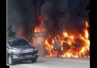 Bus Mendadak Terbakar di Pematangsiantar, Para Penumpang Berhamburan Keluar