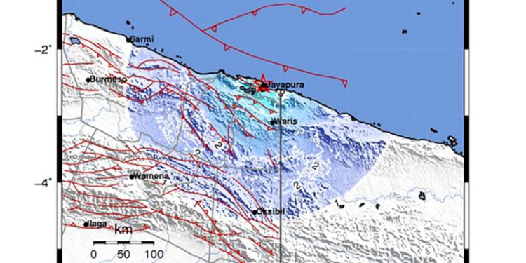 Kota Jayapura diguncang gempa M 4,9/Repro