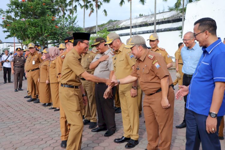 Wali Kota Palembang, Harnojoyo usai melakukan apel perdana di pelataran BKB/ist