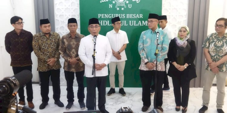 Ketua Umum PBNU Yahya Cholil Staquf dan PImpinan KPU RI di Kantor PBNU, Rabu (4/1)/RMOL