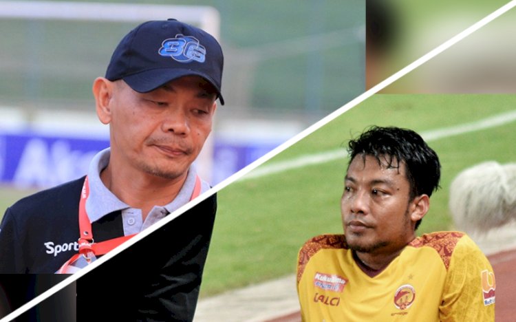Pelatih Sriwijaya FC Liestiadi (atas) dan mantan pemain Sriwijaya FC yang kini membela FC Bekasi City, Hamkah Hamzah (ist/rmolsumsel.id)