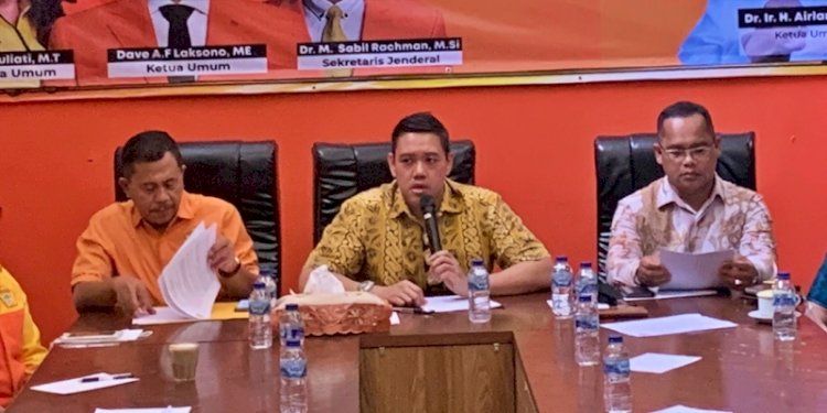 Ketua Umum PPK Kosgoro 1957, Dave Laksono saat jumpa pers “Refleksi Akhir Tahun 2022 dan Harapan Tahun 2023” di Kantor PPK Kosgoro 1957, Jakarta Selatan/RMOL