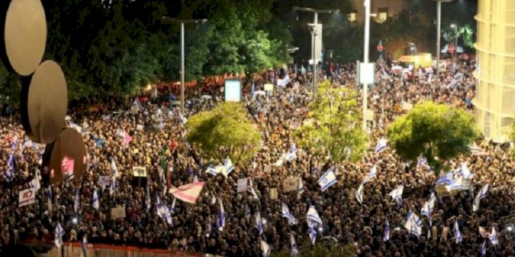 Aksi demonstrasi menolak pemerintahan baru Perdana Menteri Israel Benjamin Netanyahu/Net