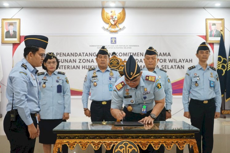 Kantor Wilayah Kementerian Hukum dan HAM Sumatera Selatan melaksanakan Pencanangan Pembangunan ZI/ist