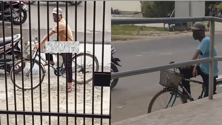 Aksi seorang pria di Palembang yang masturbasi di atas sepeda viral di medis sosial. (Tangkapan Layar)