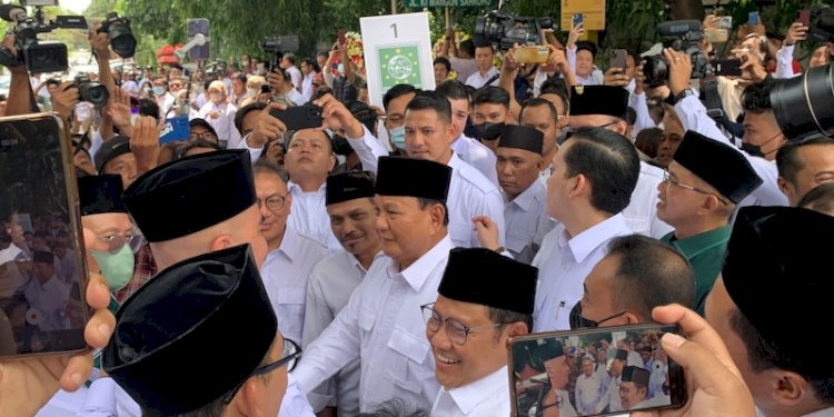  Prabowo Subianto dan Abdul Muhaimin Iskandar (Cak Imin) saat hadiri peresmian Sekber Gerindra-PKB/RMOL