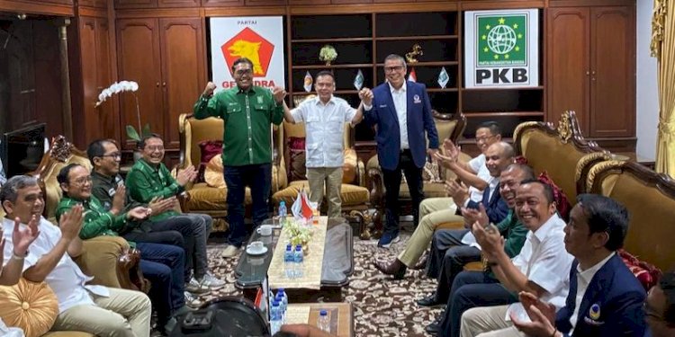 Wakil Ketua Umum DPP PKB, Jazilul Fawaid bersama Sufmi Daso Ahmad dan Ahmad Ali di Sekber Gerindra-PKB/RMOL