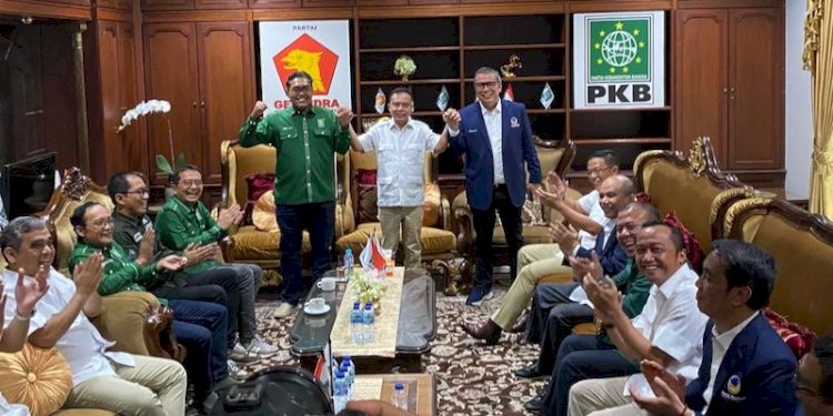 Petinggi Gerindra, PKB dan Partai Nasdem saat melakukan pertemuan di Sekber Gerindra-PKB di Jalan Mangunsarkoro, Menteng, Jakarta Pusat, pada Kamis siang (26/1)/RMOL.