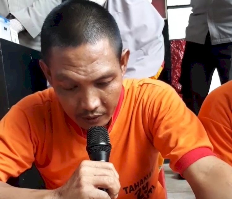 Pelaku tambang ilegal saat dihadirkan dalam pres rilis yang digelar Polres Lubuklinggau.(foto Istimewa)