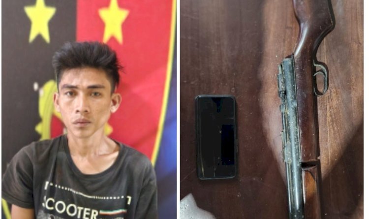 Pelaku berikut dengan barang bukti diamankan di Polsek Nibung/ist