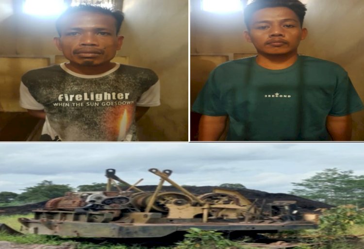 Dua sekawan pelaku pencurian besi crane di dermaga Belani Muratara/ist