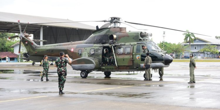 Helikopter NAS-332 Super Puma yang dikerahkan TNI AU untuk cari Heli Polda Jambi/Ist