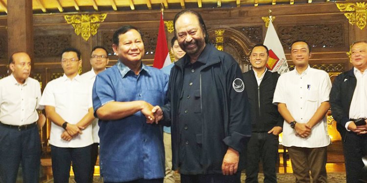 Ketua Umum Partai Gerindra Prabowo Subianto saat menerima kunjungan Ketua Umum Partai Nasdem Surya Paloh di Padepokan Garuda Yaksa, Hambalang, Sentul, Jawa Barat/RMOL