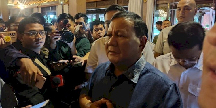 Prabowo Subianto usai melakukan pertemuan dengan Ketum Partai Nasdem Surya Paloh di Padepokan Garuda Yaksa Hambalang/RMOL