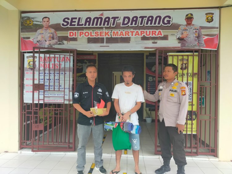 Pelaku saat diamankan pihak kepolisian. (Ist/Rmolsumsel.id). 