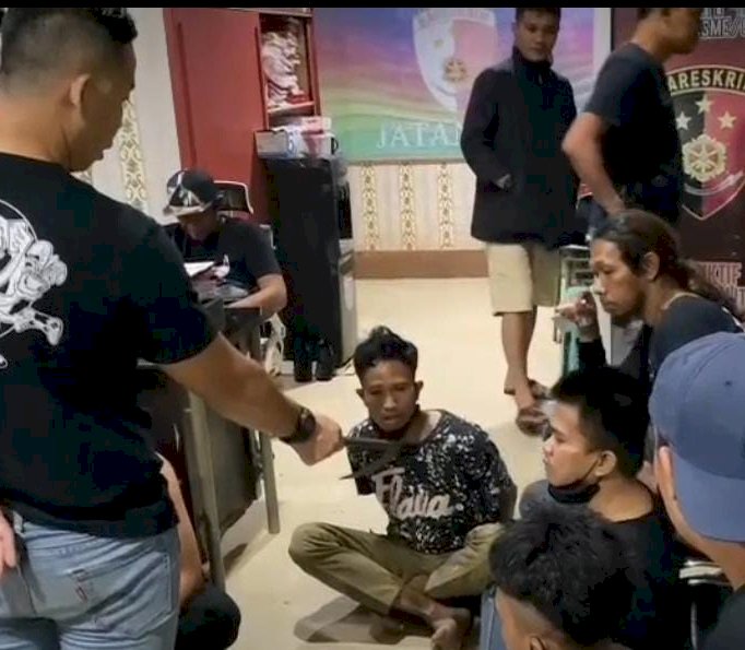 Komplotan begal di Palembang saat berada di Polda Sumsel. (ist/RmolSumsel.id)