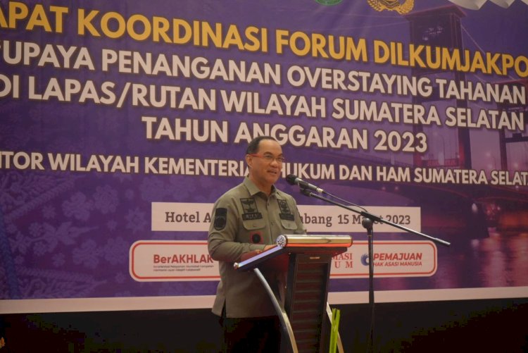 Kantor Wilayah Kementerian Hukum dan HAM Sumatera Selatan menggelar Rapat Koordinasi bahas overstaying dengan melibatkan Pengadilan, Kemenkumham, Kejaksaan Agung dan Kepolisian (Dilkumjakpol), Rabu (15/3). (dok. Humas KemenkumHAM Sumsel)
