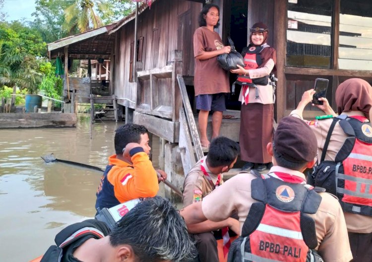 DKC Pramuka PALI salurkan bantuan ke korban banjir/ist