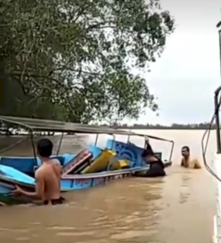 Speedboat terbalik di perairan Banyuasin/repro