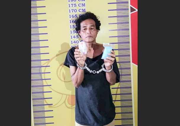 Muhammad Usman alias Mamat pengedar sabu di Jalan Tanjung Burung Utama yang berhasil ditangkap anggota Ditresnarkoba Polda Sumsel. (dok. Polda Sumsel)