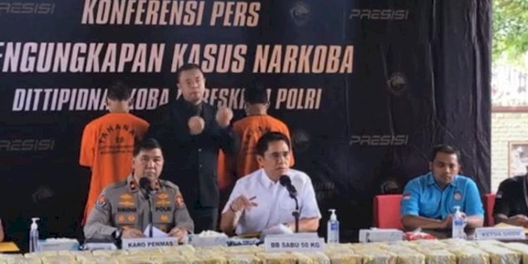 Dittipidnarkoba Bareksrim mengungkap kasus peredaran narkoba jenis sabu seberat 50 kg/Repro