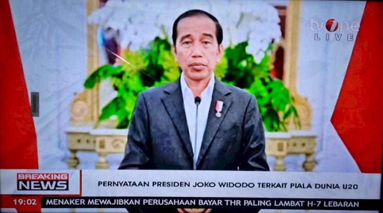 Pernyatan Presiden Joko Widodo terkait Piala Dunia U20/repro