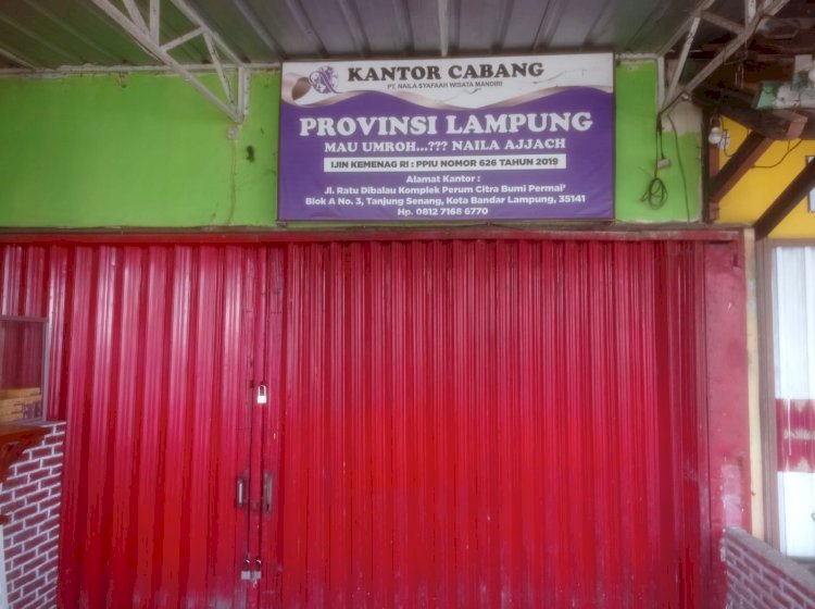 Kantor Cabang travel penipuan umrah di Jalan Ratu Dibalau Tanjung Senang Kota Bandar Lampung/ Ahmad Amri