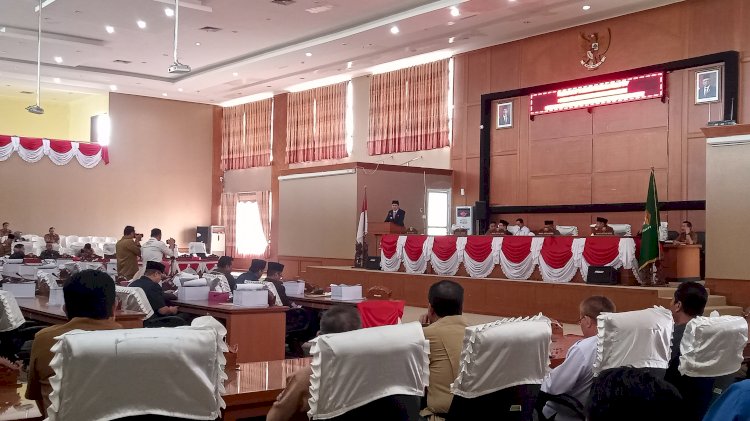Suasana rapat paripurna ke III DPRD Kabupaten Muara Enim Penyerahan Dokumen LKPJ Bupati Muara Enim Tahun 2022/Foto:RMOL