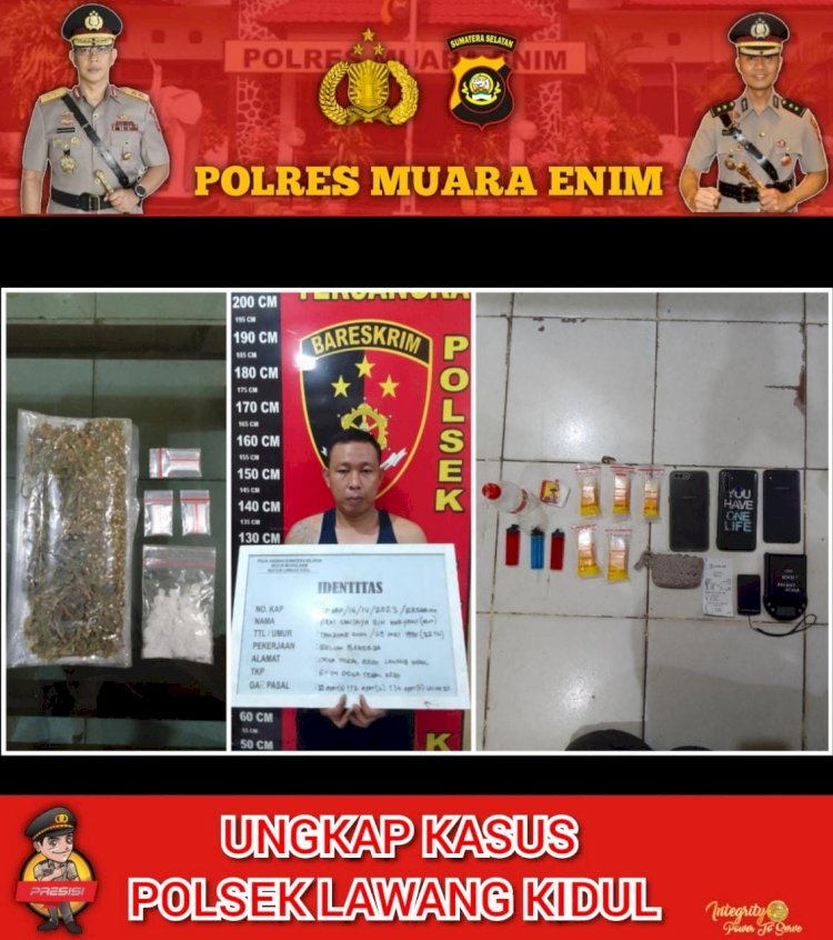 Tersangka beserta barang bukti diamankan Tim Lakid Polsek Lawang Kidul. (dok. Polisi)