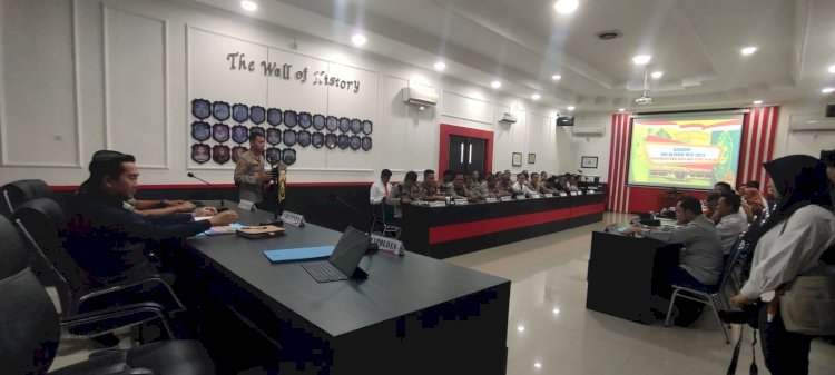 Kegiatan Rakor Lintas Sektoral Dalam Rangka Persiapan Menghadapi Idul Fitri 1444 H / 2023 M diruang rupatama Polres Muara Enim.(Noviansyah/RMOLSumsel.id)