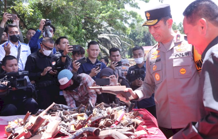  Pemusnahan senjata api rakitan hasil ungkap kasus Operasi Senpi Musi 2023/ist