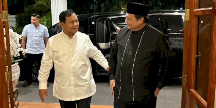 Ketua Umum Partai Golkar Airlangga Haratrto menyambangi kediaman Ketua Umum Partai Gerindra Prabowo Subianto, di Jakan Kertanegara IV, Kebayoran Baru, Jakarta Selatan/Net