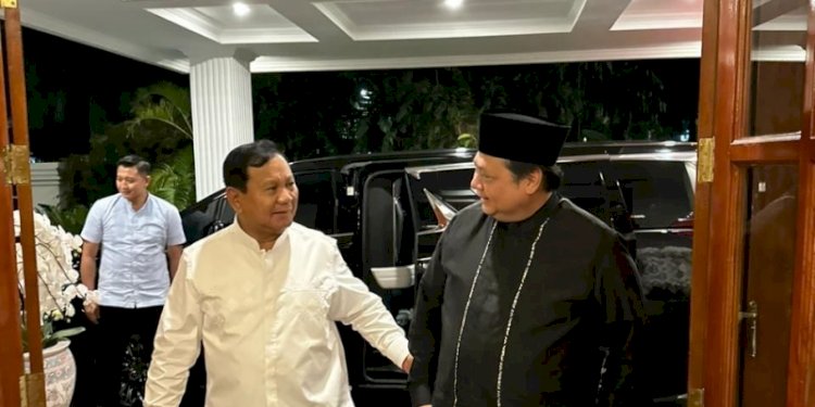Ketua Umum Partai Gerindra, Prabowo Subianto dan Ketua Umum Partai Golkar, Airlangga Hartarto bertemu pada Minggu (23/4)/Net