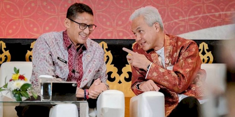 Momen yang diunggah Sandiaga Uno saat berada di satu panggung dengan Ganjar Pranowo/Net